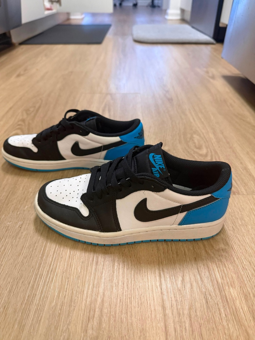 Nike Black White Blue Low-Top Sneakers